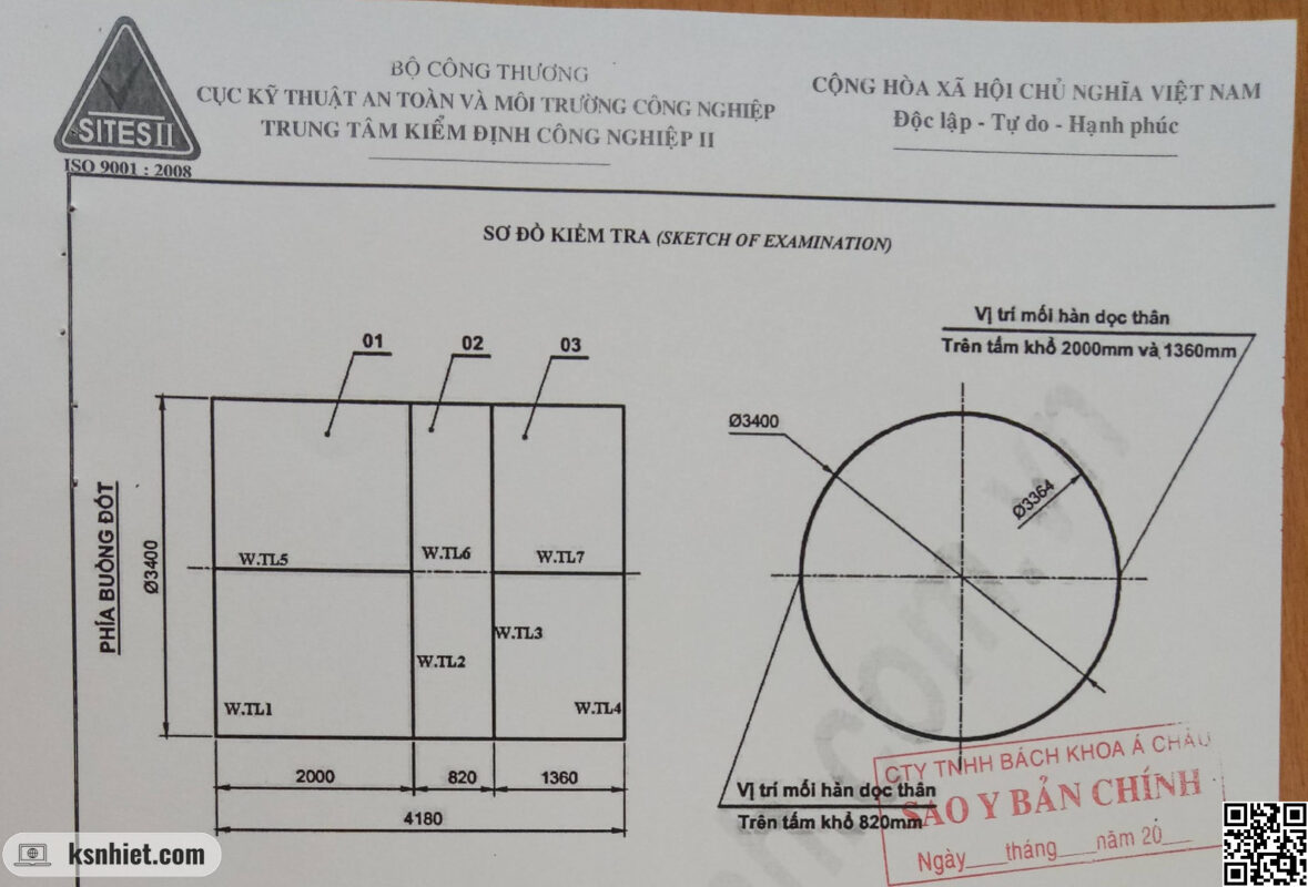 kết quả kiểm tra mối hàn trong lý lịch lò hơi