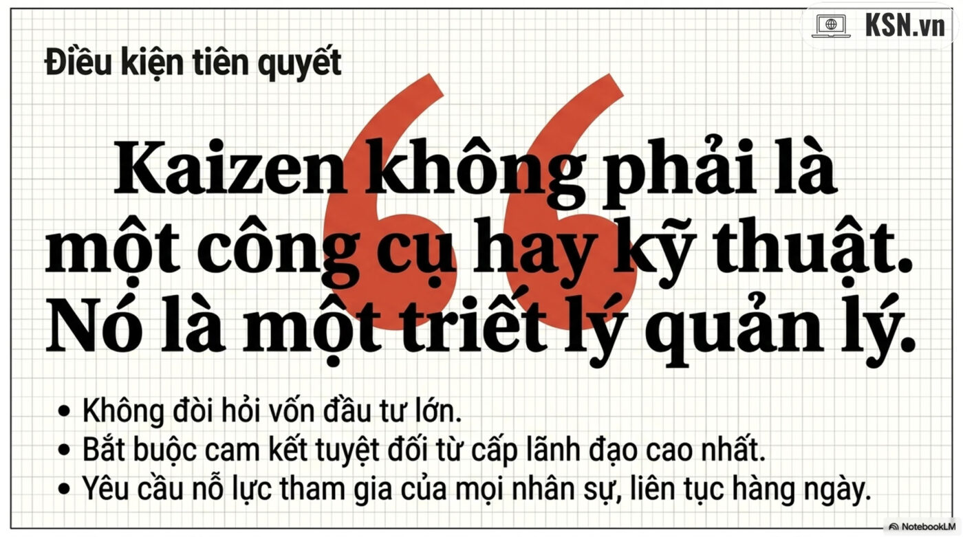 Kaizen không phải là một công cụ kỹ thuật. Nó là một triết lý quản lý