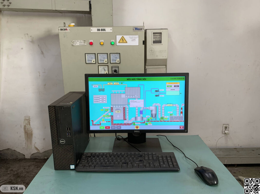 Hệ thống PLC–HMI: Vai trò của trực quan hóa thông số kỹ thuật và quản lý dữ liệu vận hành thời gian thực 1 Màn hình điều khiển lò hơi thông qua SCADA