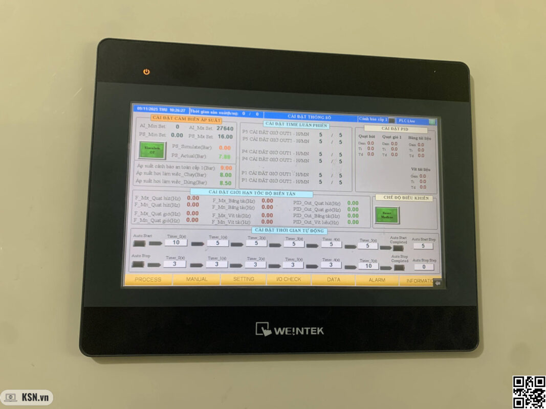 Hệ thống PLC–HMI: Vai trò của trực quan hóa thông số kỹ thuật và quản lý dữ liệu vận hành thời gian thực 5 Điều chỉnh các thông số vận hành trên màn hình HMI